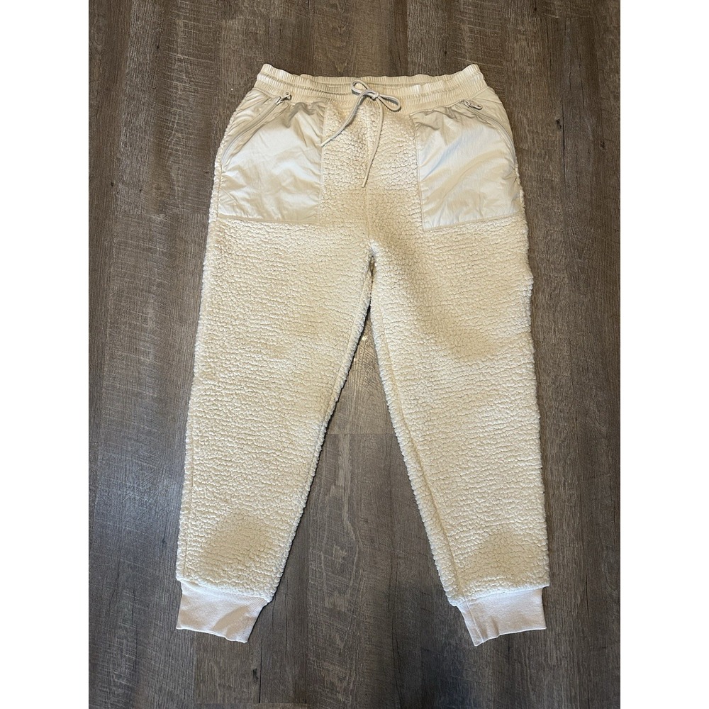 NWT Aerie Offline Cream Ivory Sherpa Teddy Bear Sweatpants L Large